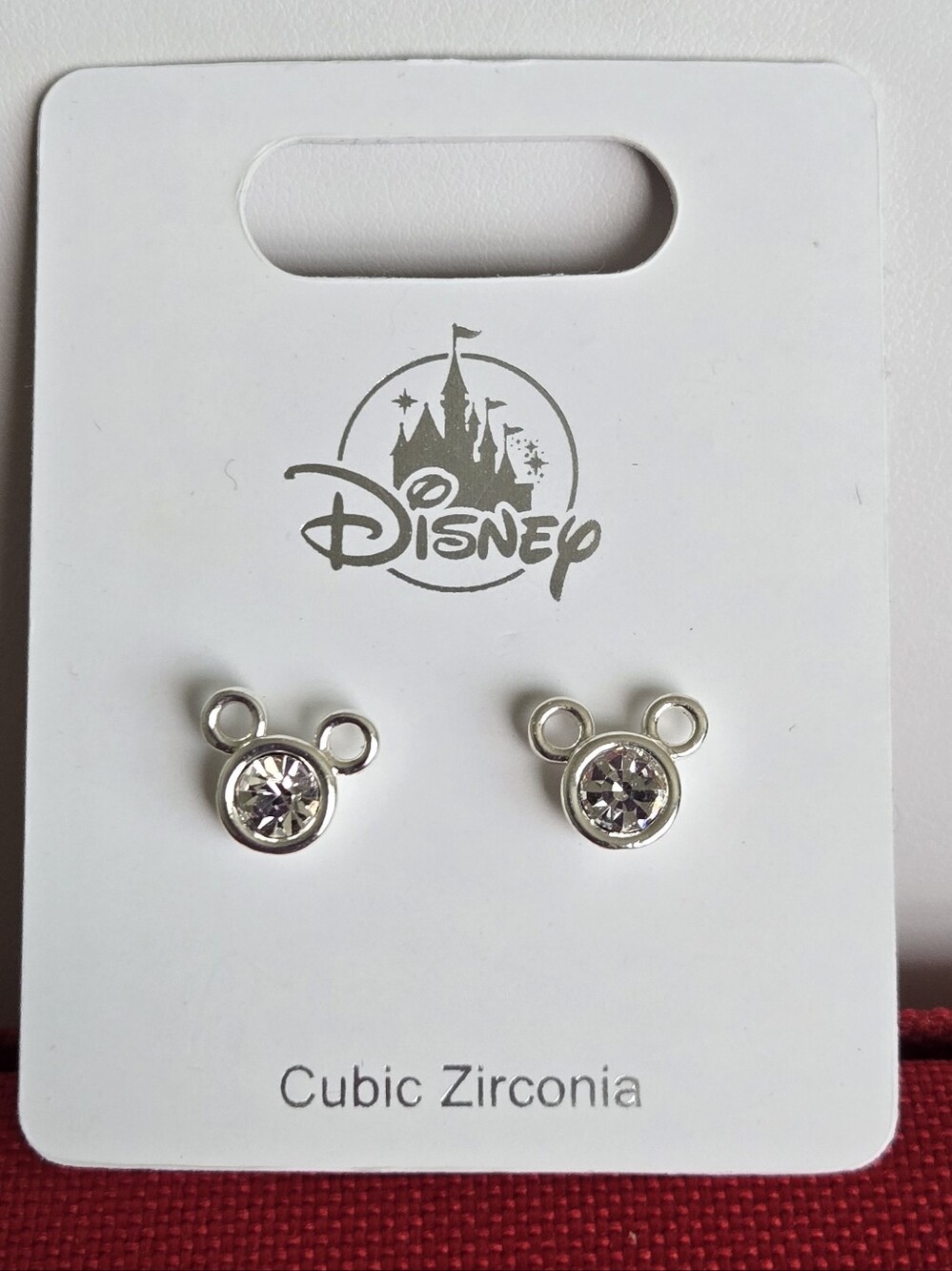 Disney Silver Mickey Head Stud Earrings with Clear Stones